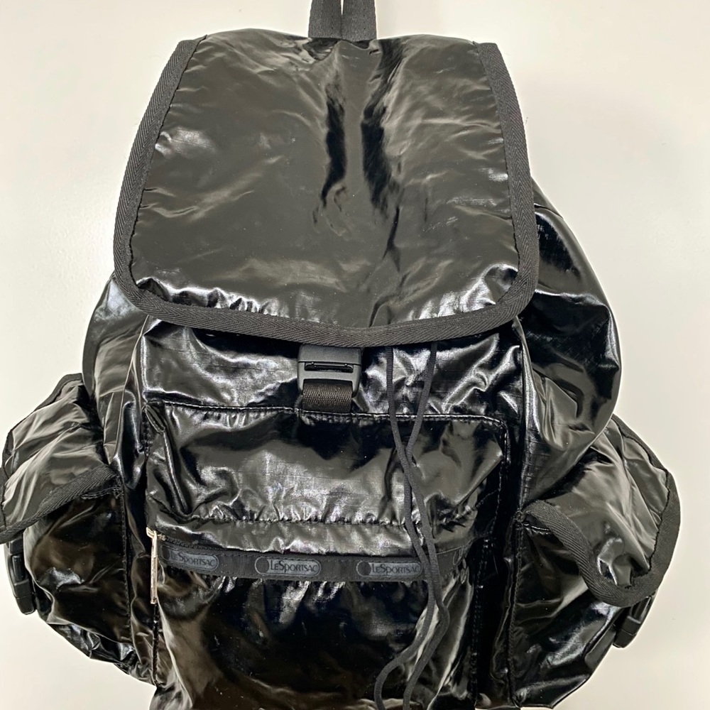 Lesportsac Shiny Black Backpack